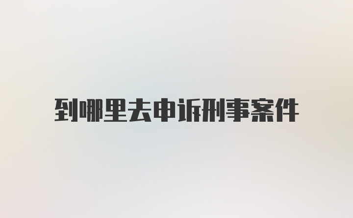 到哪里去申诉刑事案件