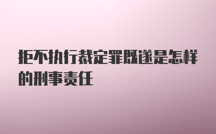 拒不执行裁定罪既遂是怎样的刑事责任