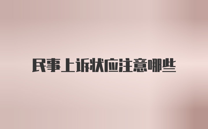 民事上诉状应注意哪些