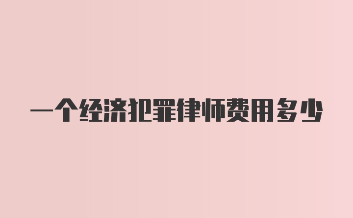 一个经济犯罪律师费用多少