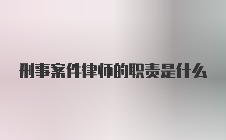 刑事案件律师的职责是什么