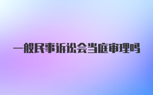 一般民事诉讼会当庭审理吗