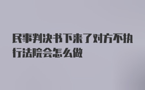 民事判决书下来了对方不执行法院会怎么做