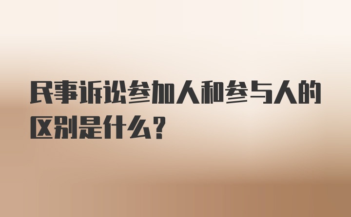 民事诉讼参加人和参与人的区别是什么？