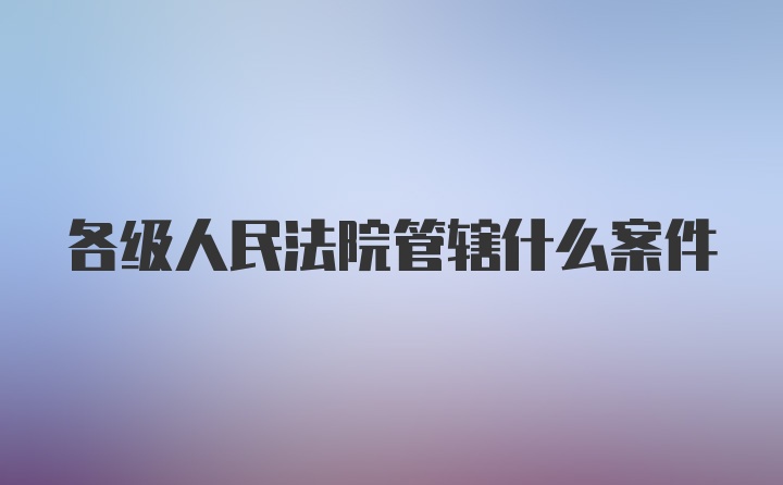 各级人民法院管辖什么案件