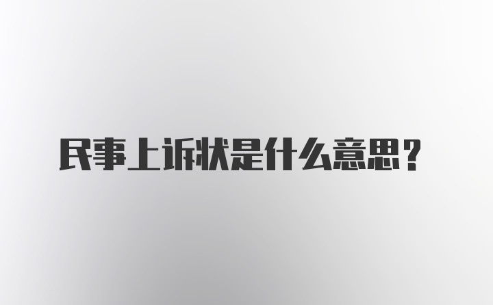 民事上诉状是什么意思？