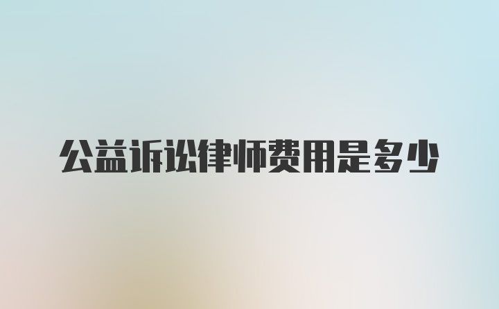 公益诉讼律师费用是多少