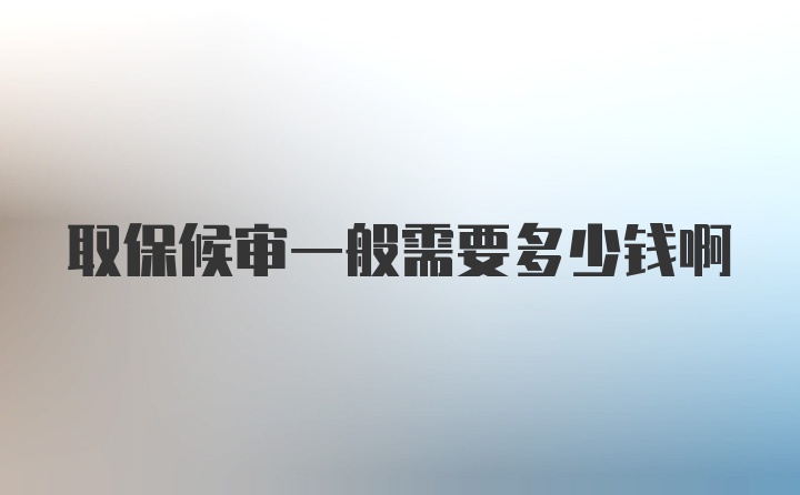 取保候审一般需要多少钱啊