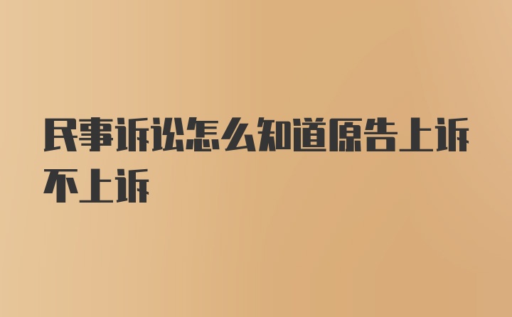 民事诉讼怎么知道原告上诉不上诉