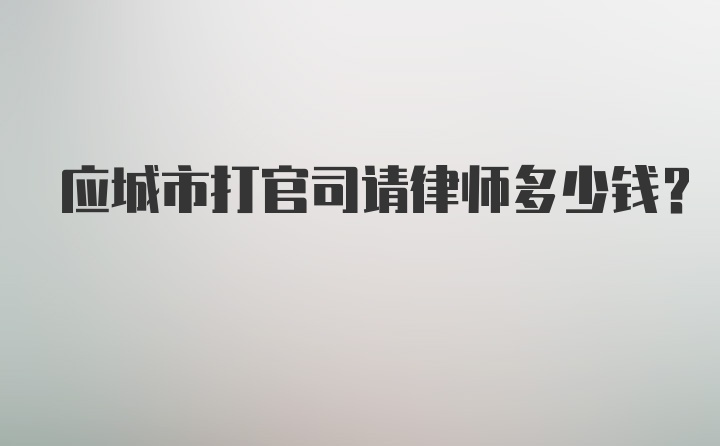 应城市打官司请律师多少钱？