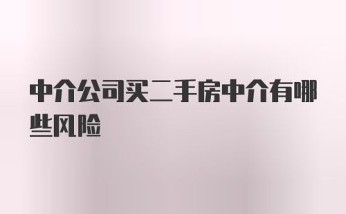 中介公司买二手房中介有哪些风险