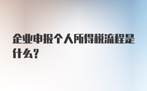 企业申报个人所得税流程是什么？