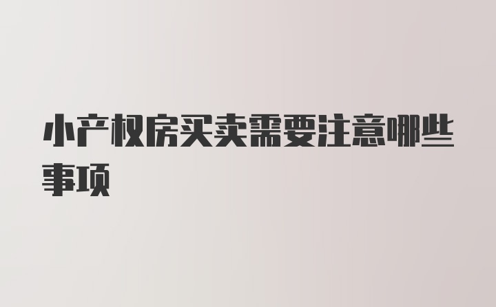 小产权房买卖需要注意哪些事项