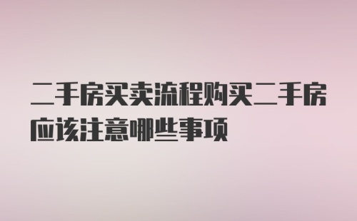 二手房买卖流程购买二手房应该注意哪些事项