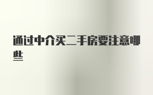 通过中介买二手房要注意哪些