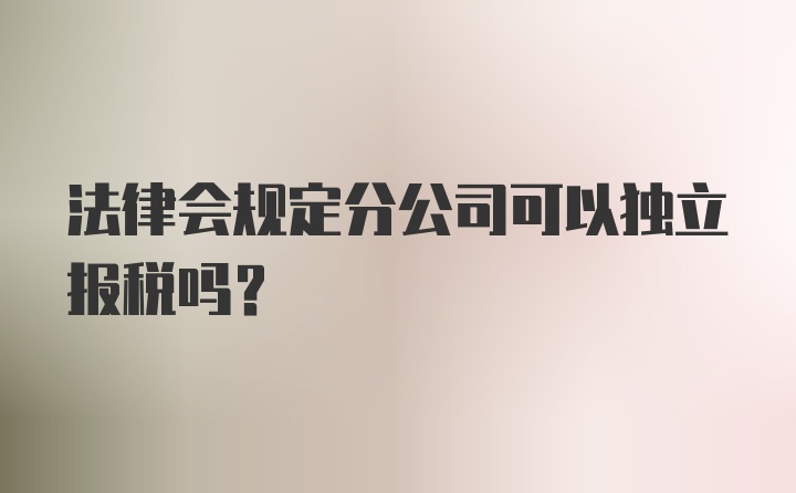 法律会规定分公司可以独立报税吗？