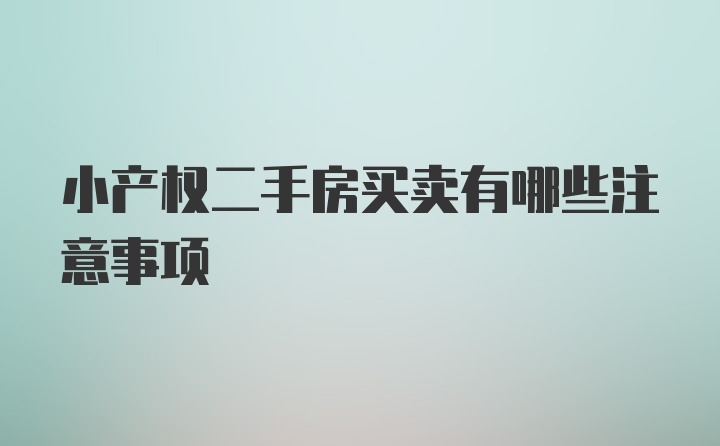 小产权二手房买卖有哪些注意事项