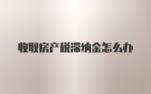 收取房产税滞纳金怎么办