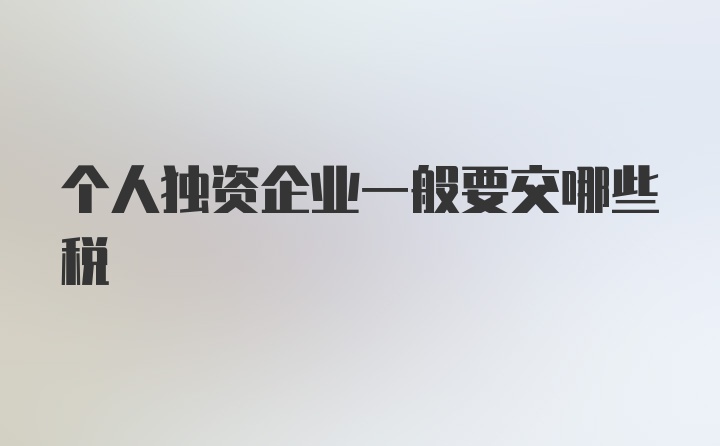 个人独资企业一般要交哪些税