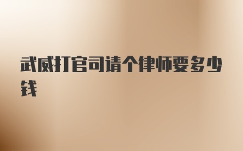 武威打官司请个律师要多少钱