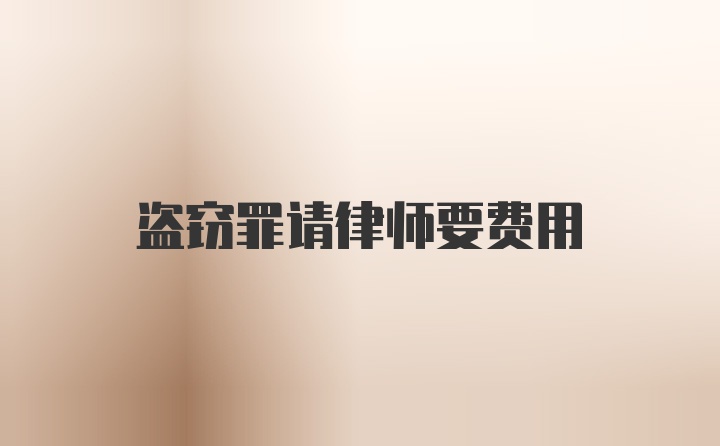 盗窃罪请律师要费用