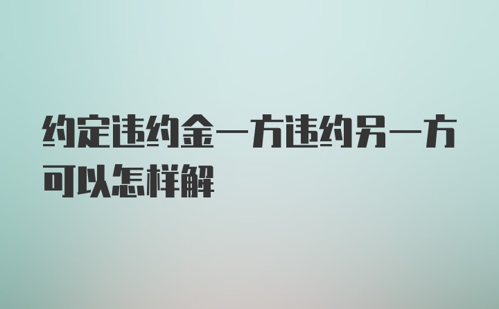 约定违约金一方违约另一方可以怎样解