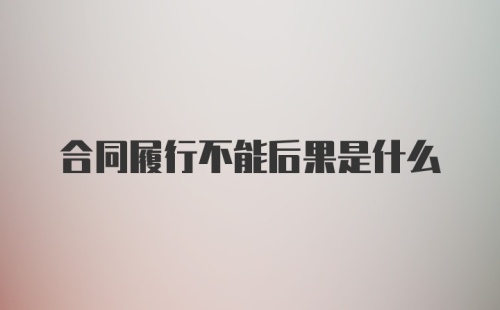 合同履行不能后果是什么