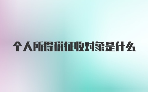 个人所得税征收对象是什么