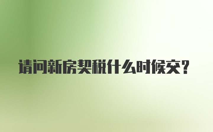 请问新房契税什么时候交？