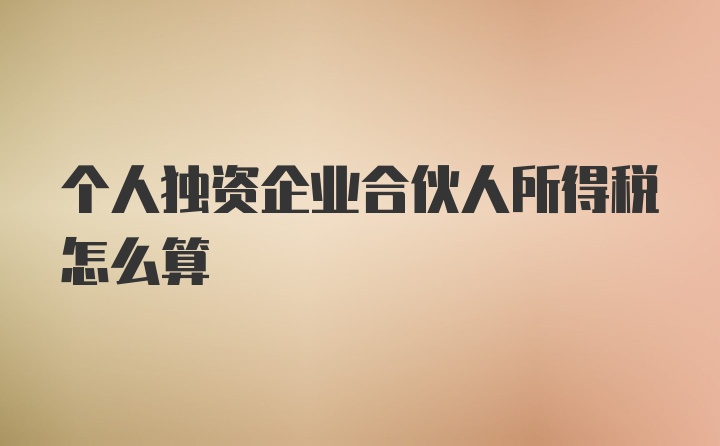 个人独资企业合伙人所得税怎么算