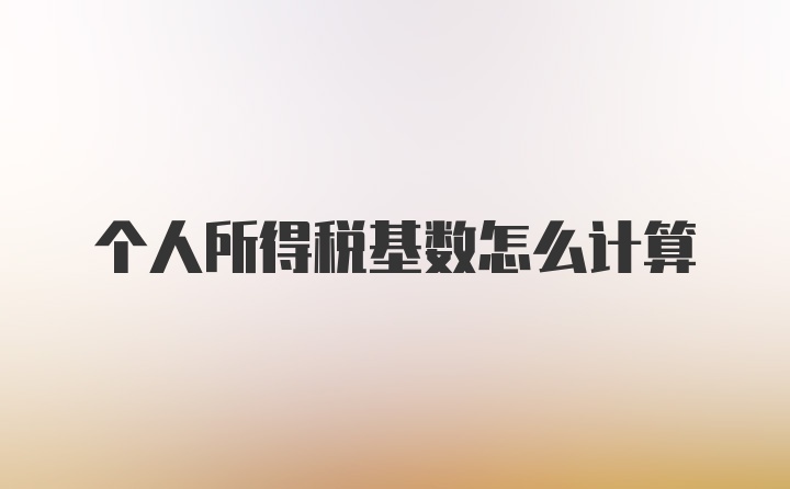 个人所得税基数怎么计算