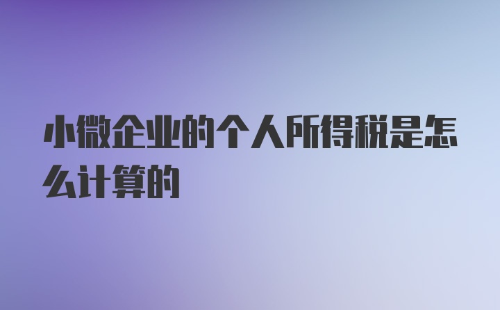 小微企业的个人所得税是怎么计算的