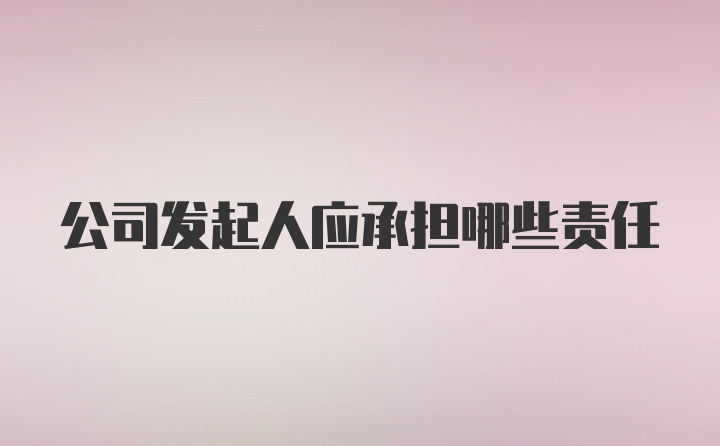 公司发起人应承担哪些责任