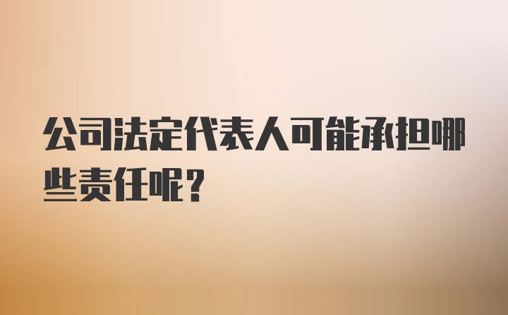 公司法定代表人可能承担哪些责任呢？