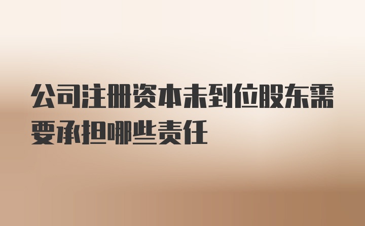 公司注册资本未到位股东需要承担哪些责任