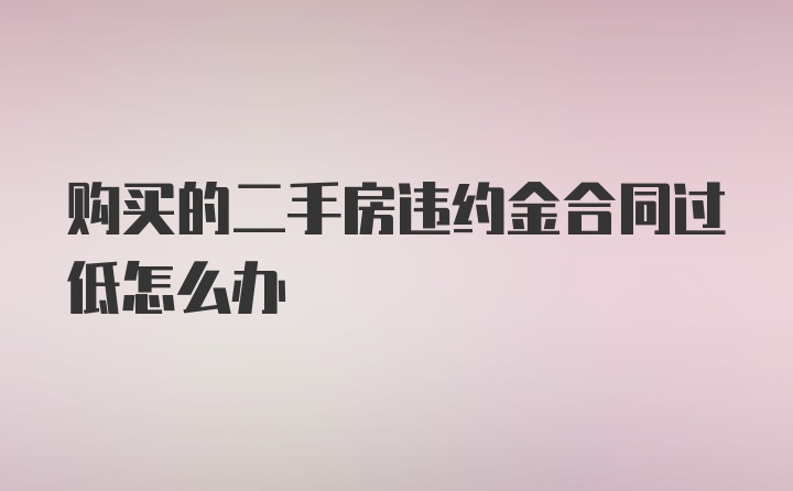 购买的二手房违约金合同过低怎么办