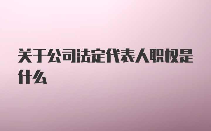 关于公司法定代表人职权是什么