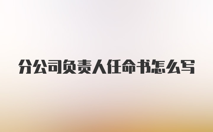 分公司负责人任命书怎么写