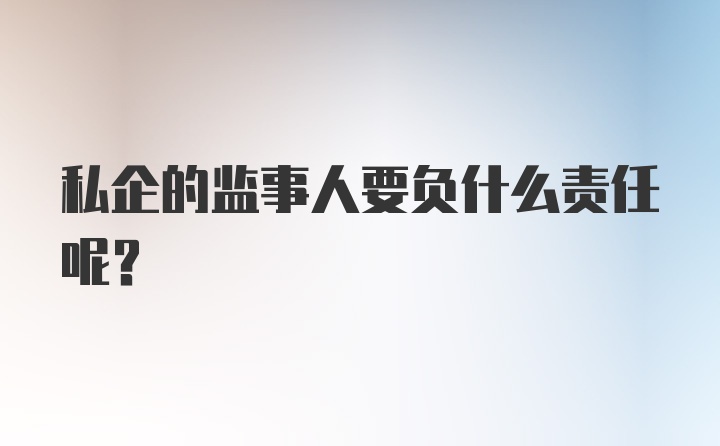 私企的监事人要负什么责任呢？