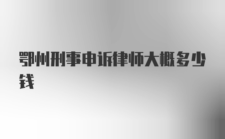 鄂州刑事申诉律师大概多少钱