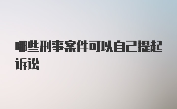 哪些刑事案件可以自己提起诉讼