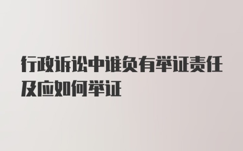 行政诉讼中谁负有举证责任及应如何举证