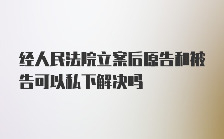 经人民法院立案后原告和被告可以私下解决吗