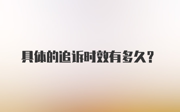 具体的追诉时效有多久？