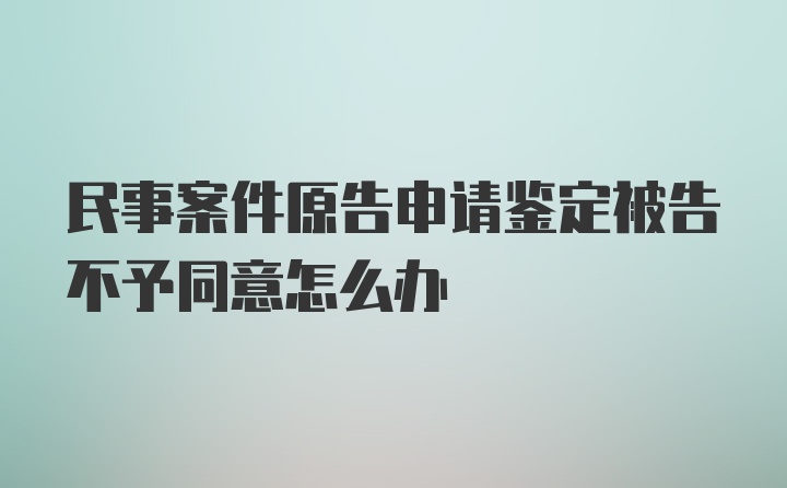 民事案件原告申请鉴定被告不予同意怎么办