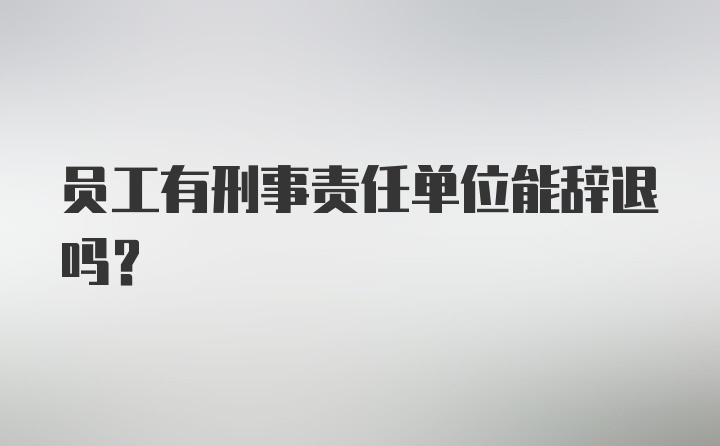 员工有刑事责任单位能辞退吗？