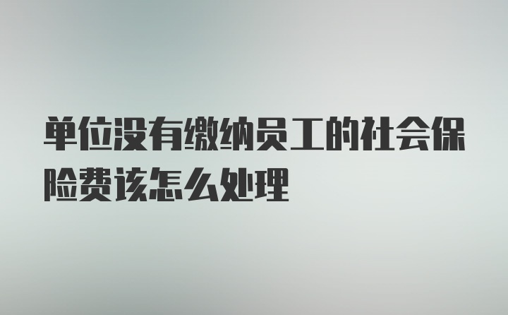 单位没有缴纳员工的社会保险费该怎么处理