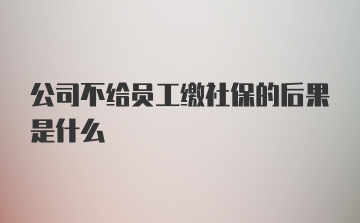 公司不给员工缴社保的后果是什么