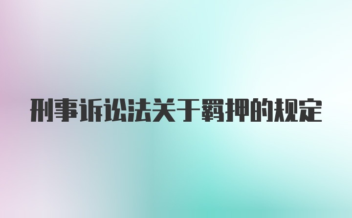 刑事诉讼法关于羁押的规定