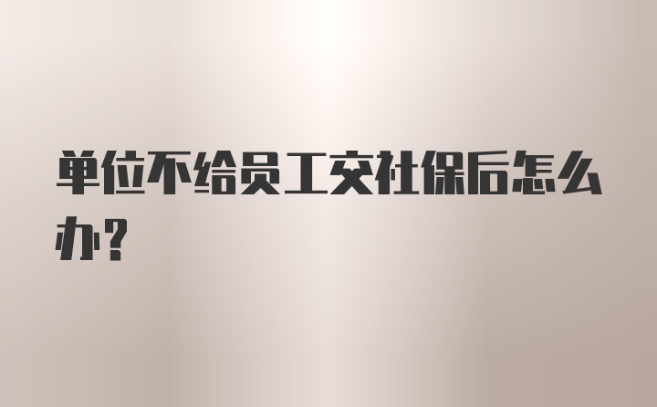 单位不给员工交社保后怎么办？